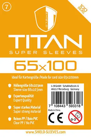Cover: 7108443593318 | Shield Titan 7 - 100 Super Sleeves für Kartengröße 65 x 100 mm | Spiel