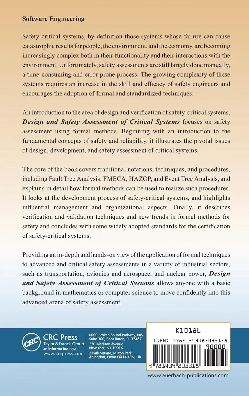 Rückseite: 9781439803318 | Design and Safety Assessment of Critical Systems | Bozzano (u. a.)