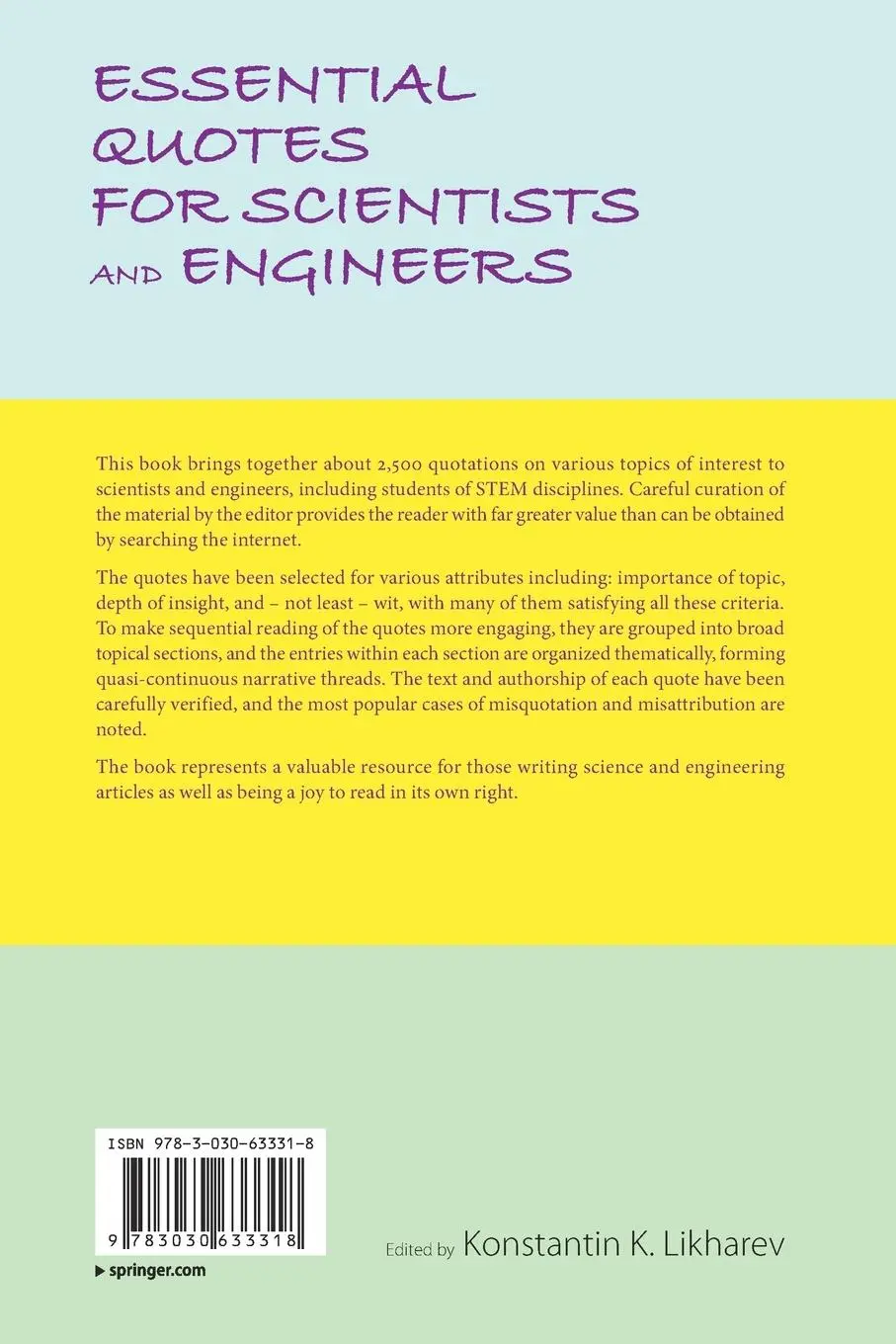 Rückseite: 9783030633318 | Essential Quotes for Scientists and Engineers | Konstantin K. Likharev