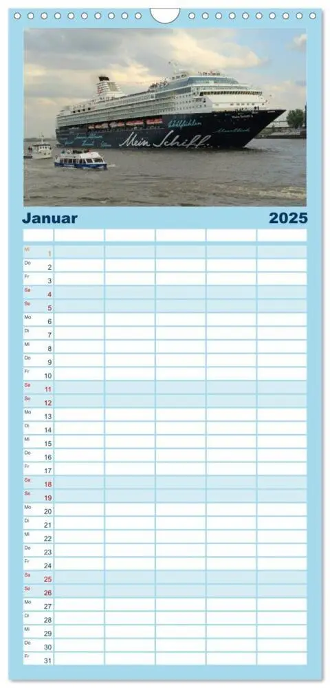 Bild: 9783457113318 | Familienplaner 2025 - Kreuzfahrtschiffe in Europa mit 5 Spalten...