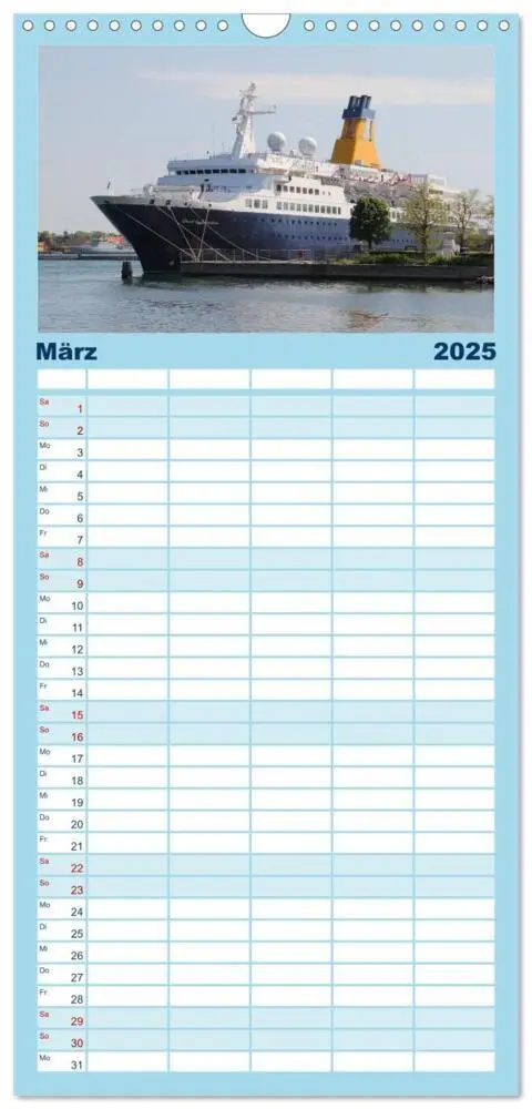 Bild: 9783457113318 | Familienplaner 2025 - Kreuzfahrtschiffe in Europa mit 5 Spalten...