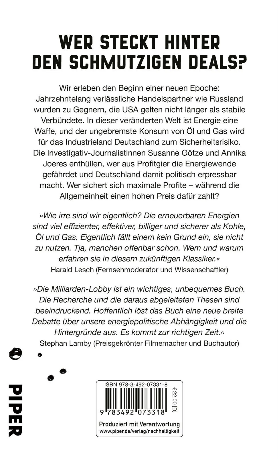 Rückseite: 9783492073318 | Die Milliarden-Lobby | Susanne Götze (u. a.) | Buch | 288 S. | Deutsch