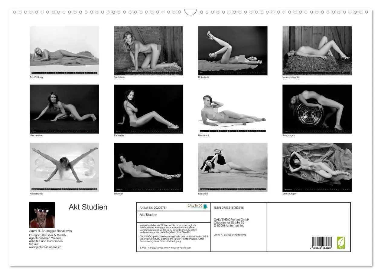 Bild: 9783516063318 | Akt Studien (Wandkalender 2026 DIN A2 quer), CALVENDO Monatskalender