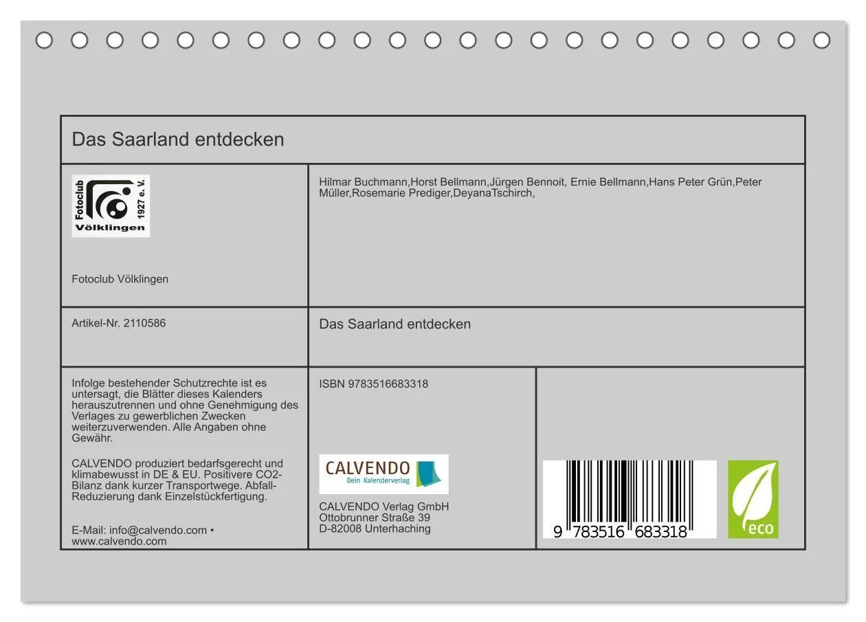 Bild: 9783516683318 | Das Saarland entdecken (Tischkalender 2026 DIN A5 quer), CALVENDO...
