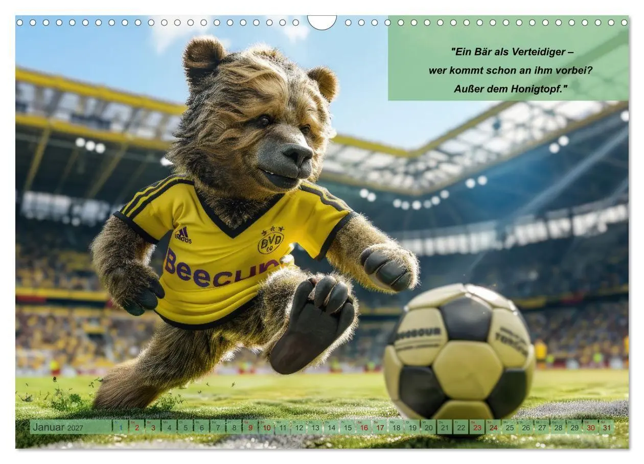 Bild: 9783569083318 | Der tierisch lustige Fußballkalender (Wandkalender 2027 DIN A3...