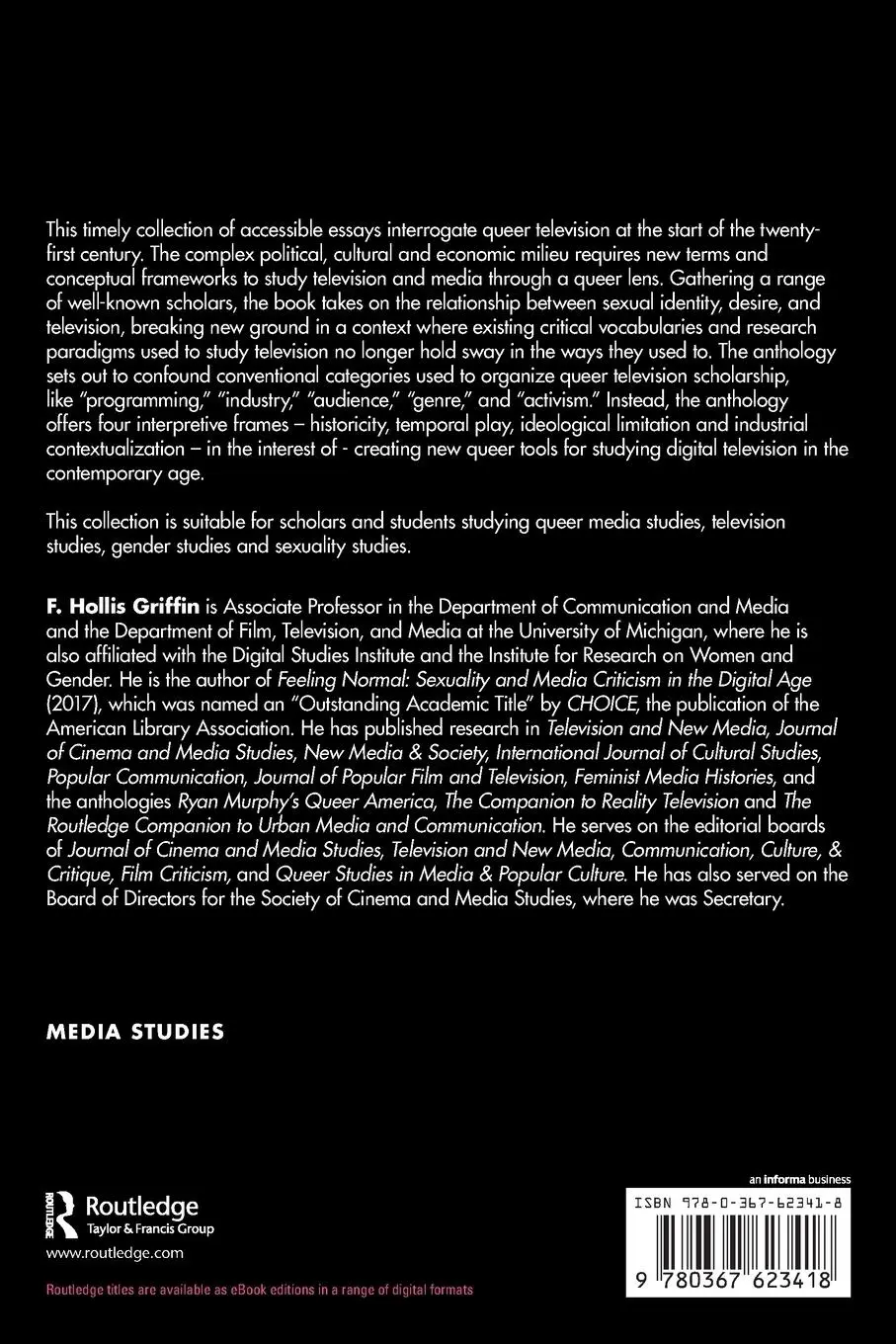 Rückseite: 9780367623418 | Television Studies in Queer Times | F. Hollis Griffin | Taschenbuch