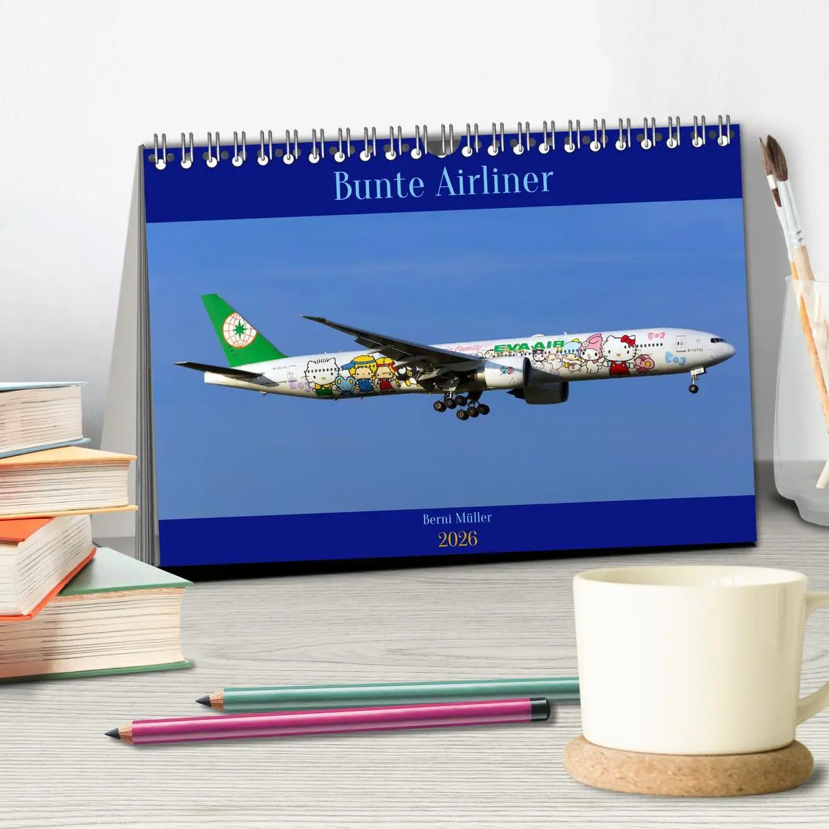 Bild: 9783457413418 | Bunte Airliner (Tischkalender 2026 DIN A5 quer), CALVENDO...