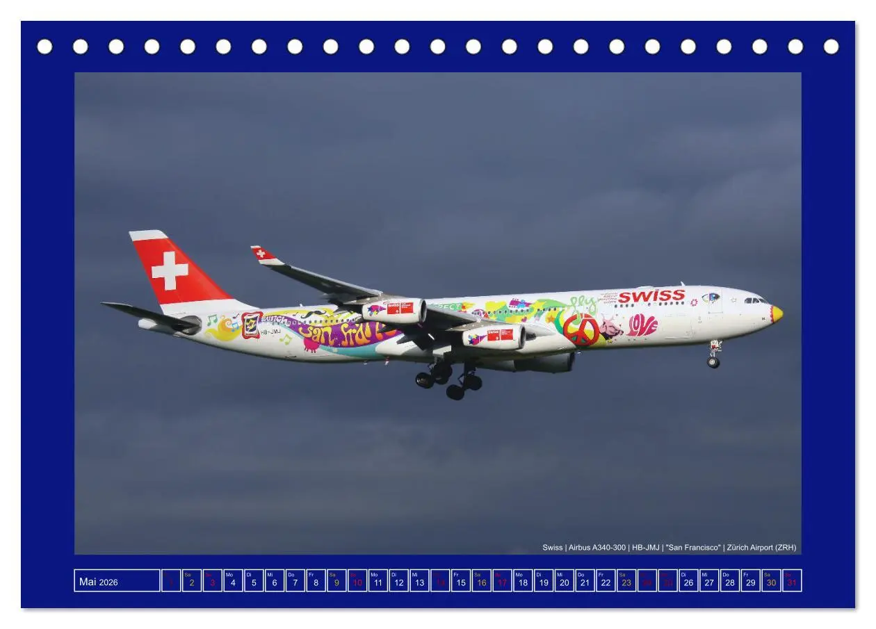 Bild: 9783457413418 | Bunte Airliner (Tischkalender 2026 DIN A5 quer), CALVENDO...