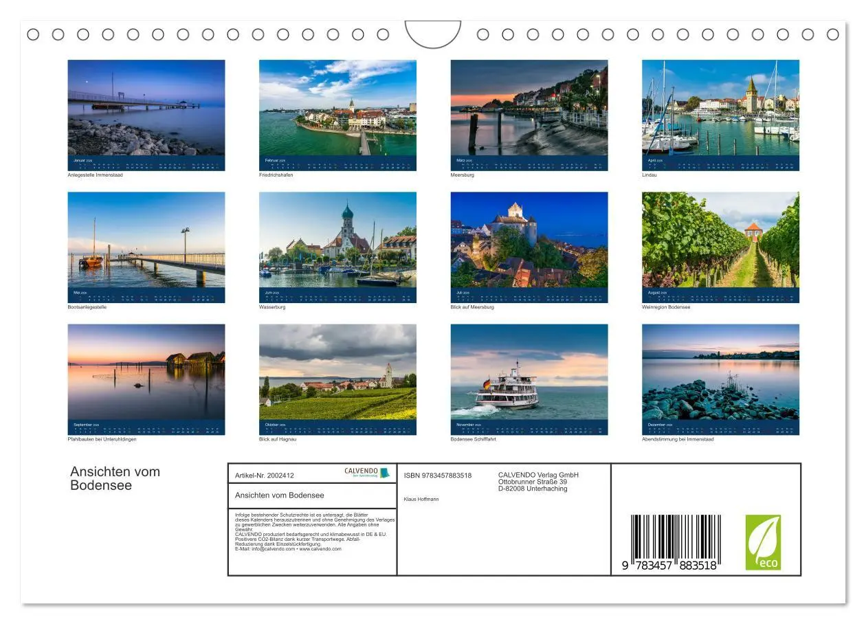 Bild: 9783457883518 | Ansichten vom Bodensee (Wandkalender 2026 DIN A4 quer), CALVENDO...