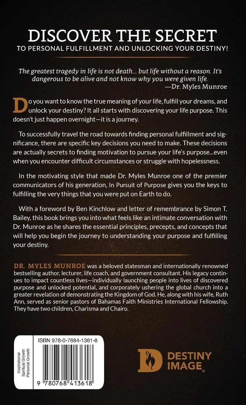 Rückseite: 9780768413618 | IN PURSUIT OF PURPOSE | Myles Munroe | Buch | Englisch | 2016