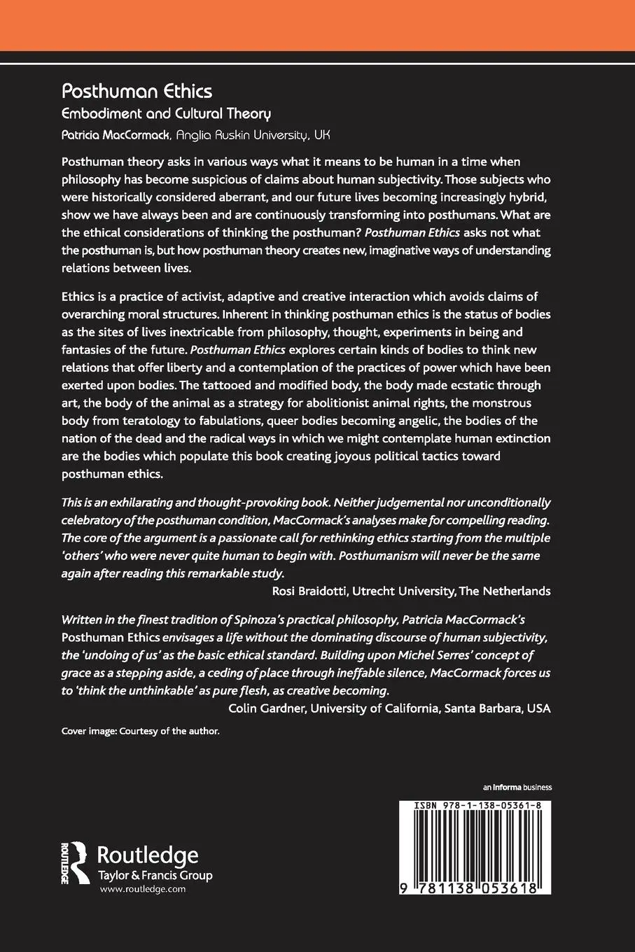 Rückseite: 9781138053618 | Posthuman Ethics | Embodiment and Cultural Theory | Maccormack | Buch