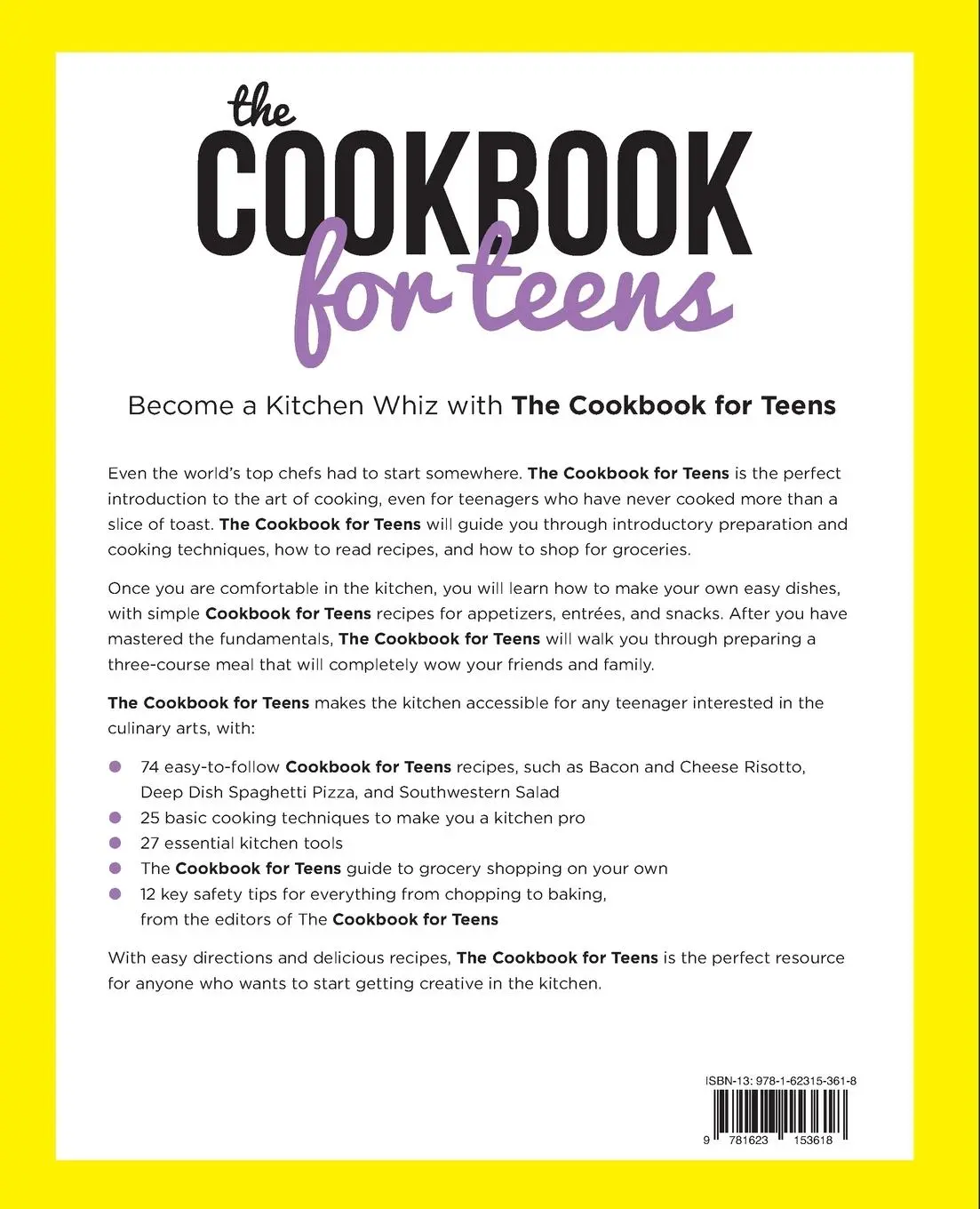 Rückseite: 9781623153618 | The Cookbook for Teens | Mendocino Press | Taschenbuch | Englisch