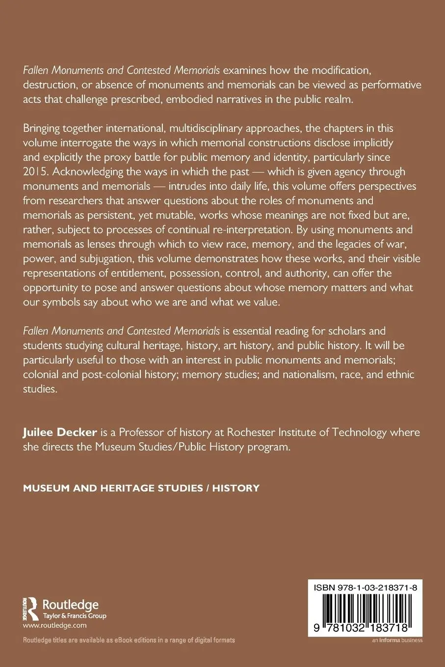 Rückseite: 9781032183718 | Fallen Monuments and Contested Memorials | Juilee Decker | Taschenbuch