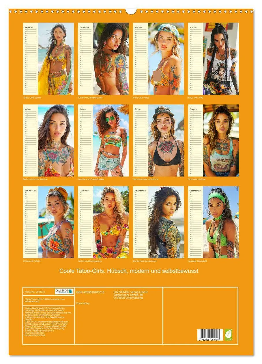 Bild: 9783516263718 | Coole Tatoo-Girls. Hübsch, modern und selbstbewusst (Wandkalender...