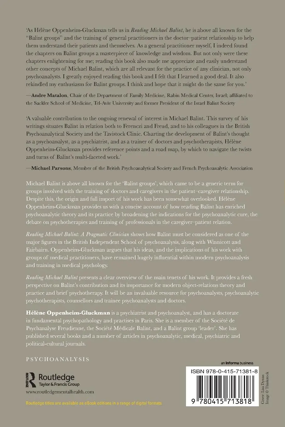 Rückseite: 9780415713818 | Reading Michael Balint | A Pragmatic Clinician | Oppenheim-Gluckman