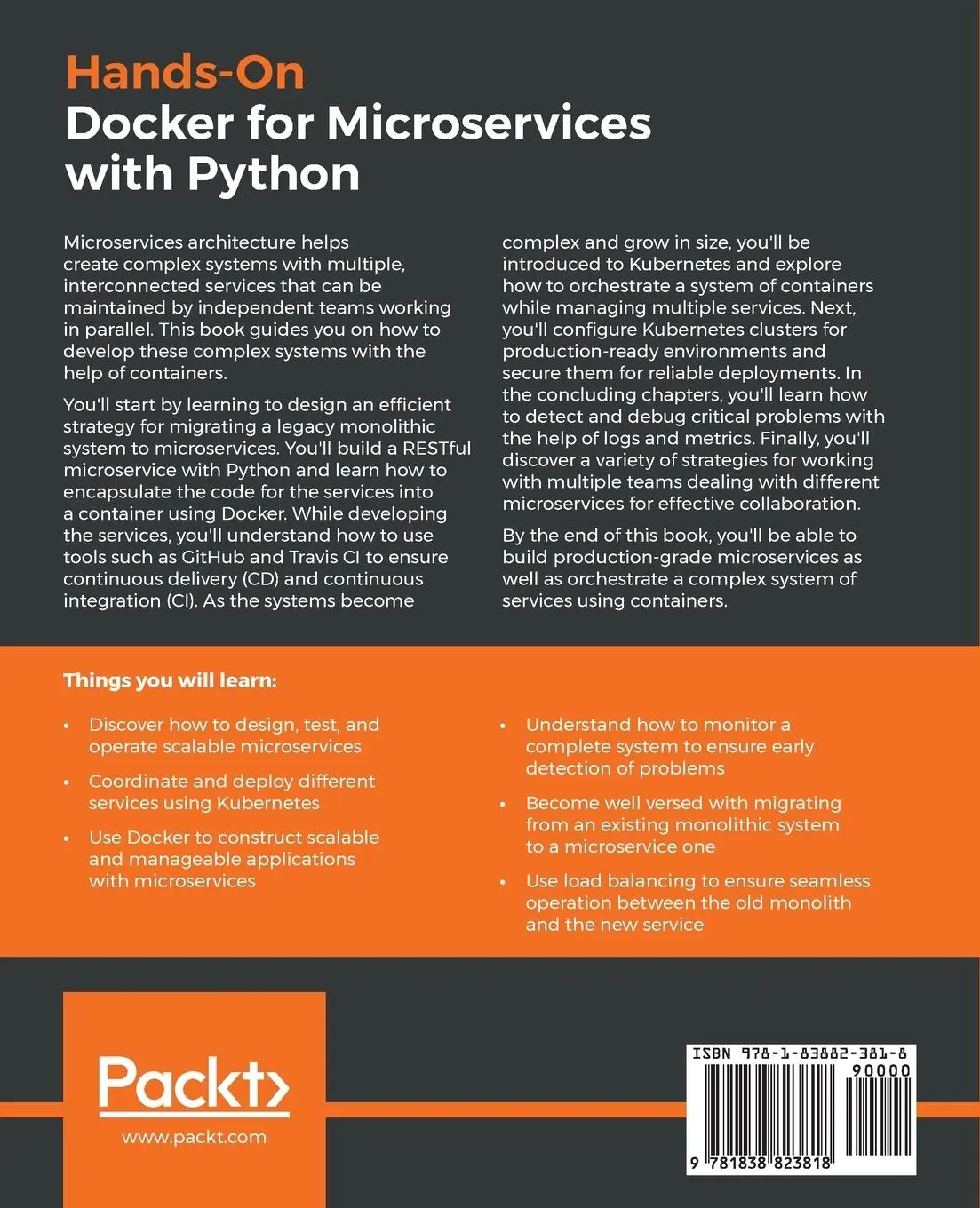 Rückseite: 9781838823818 | Hands-On Docker for Microservices with Python | Jaime Buelta | Buch