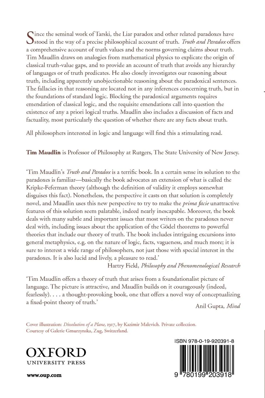 Rückseite: 9780199203918 | Truth and Paradox | Solving the Riddles | Tim Maudlin | Taschenbuch