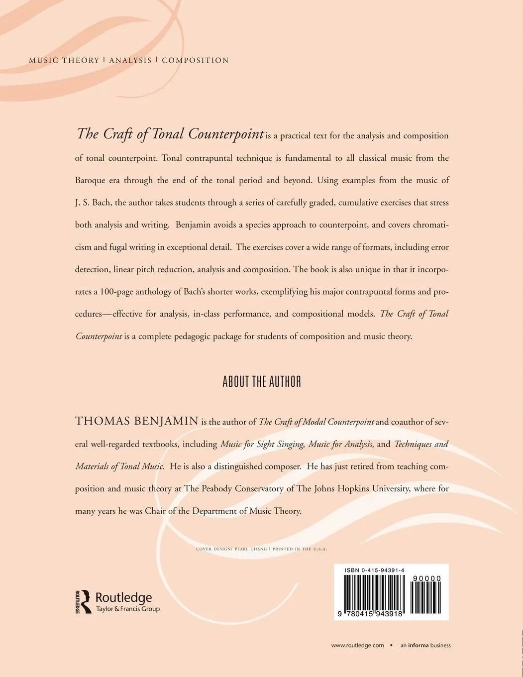 Rückseite: 9780415943918 | The Craft of Tonal Counterpoint | Thomas Benjamin | Taschenbuch | 2003
