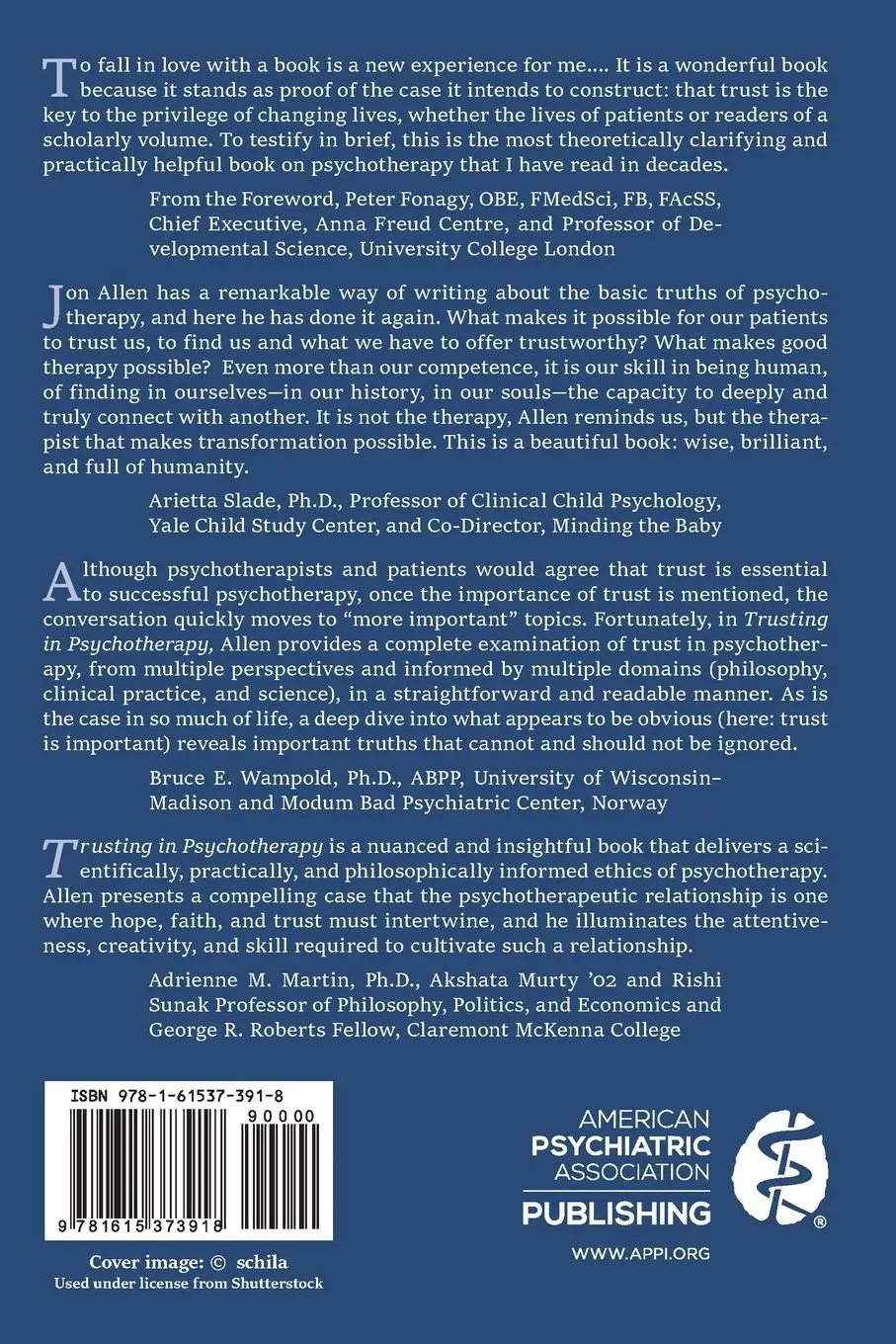 Rückseite: 9781615373918 | Trusting in Psychotherapy | Jon G. Allen | Taschenbuch | Englisch