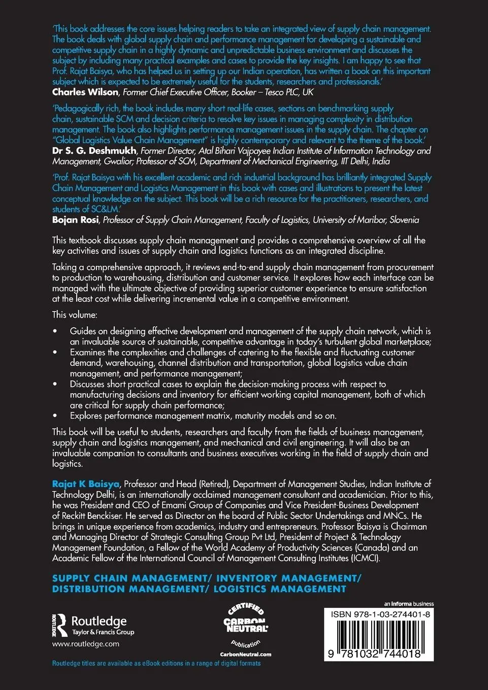 Rückseite: 9781032744018 | Supply Chain and Logistics Management | An Integrated Approach | Buch