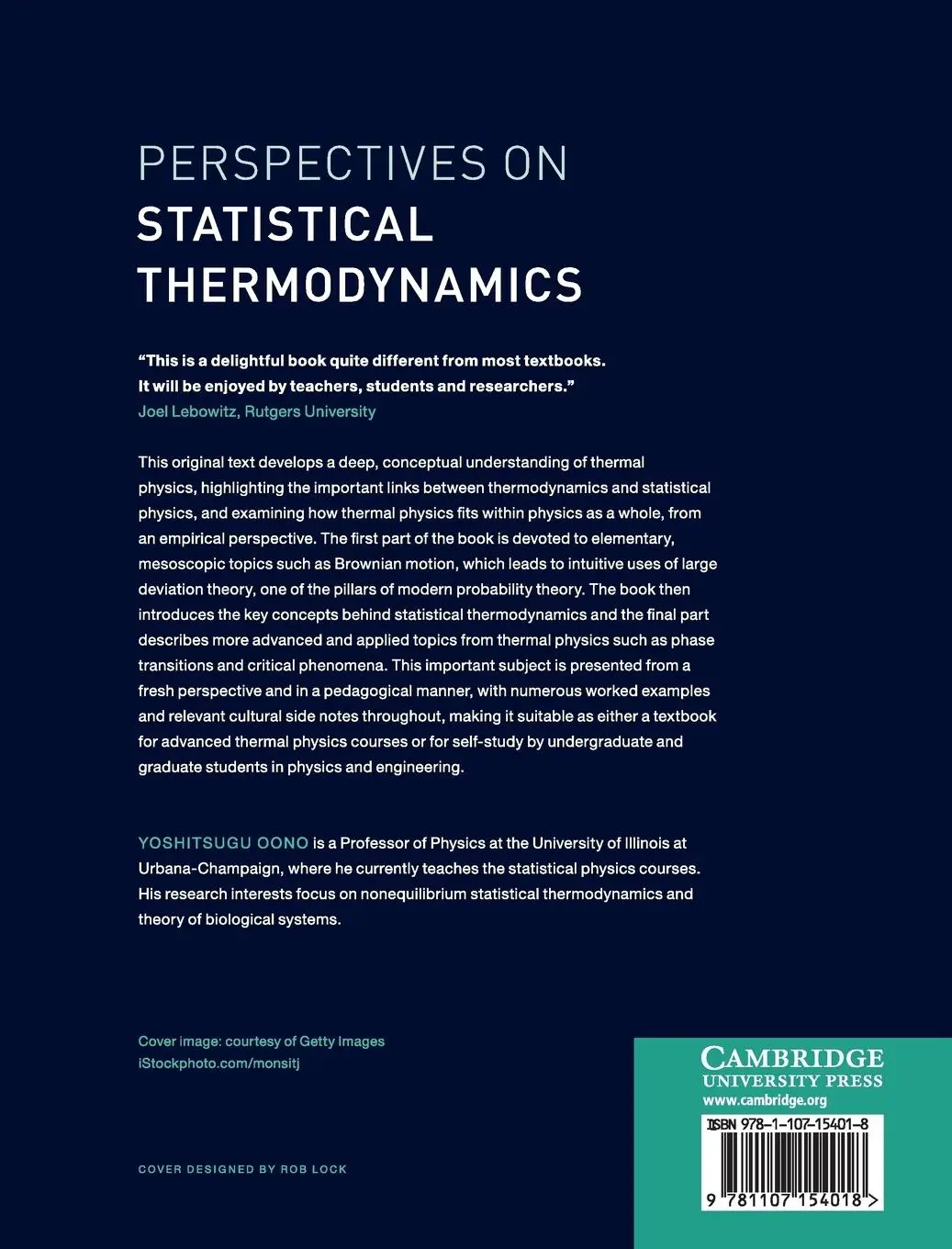 Rückseite: 9781107154018 | Perspectives on Statistical Thermodynamics | Yoshitsugu Oono | Buch