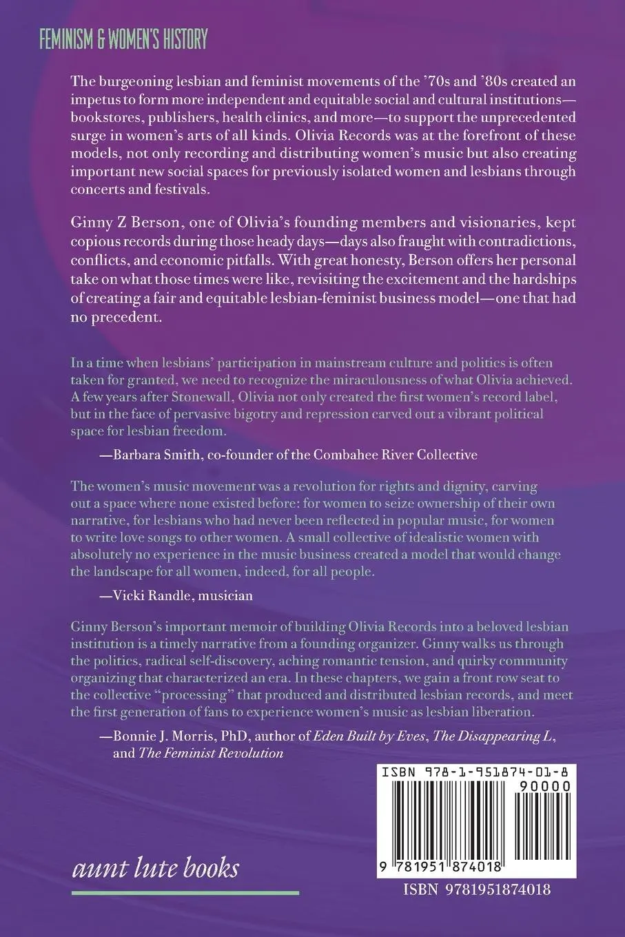 Rückseite: 9781951874018 | Olivia on the Record | A Radical Experiment in Women's Music | Berson