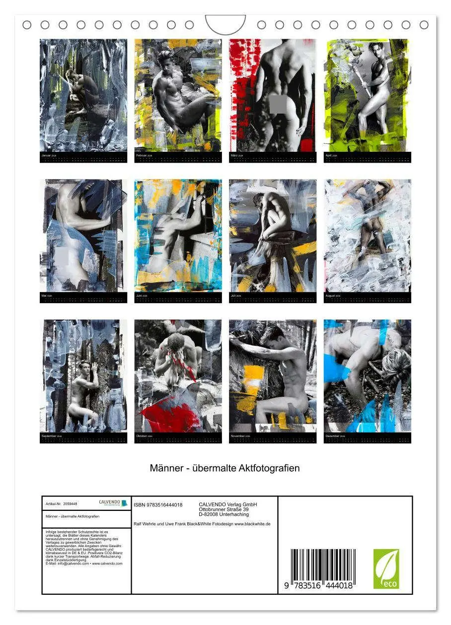 Bild: 9783516444018 | Männer - übermalte Aktfotografien (Wandkalender 2026 DIN A4 hoch),...