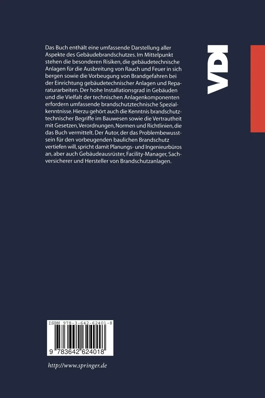 Rückseite: 9783642624018 | Brandschutz in der Gebäudetechnik | Klaus W. Usemann | Taschenbuch