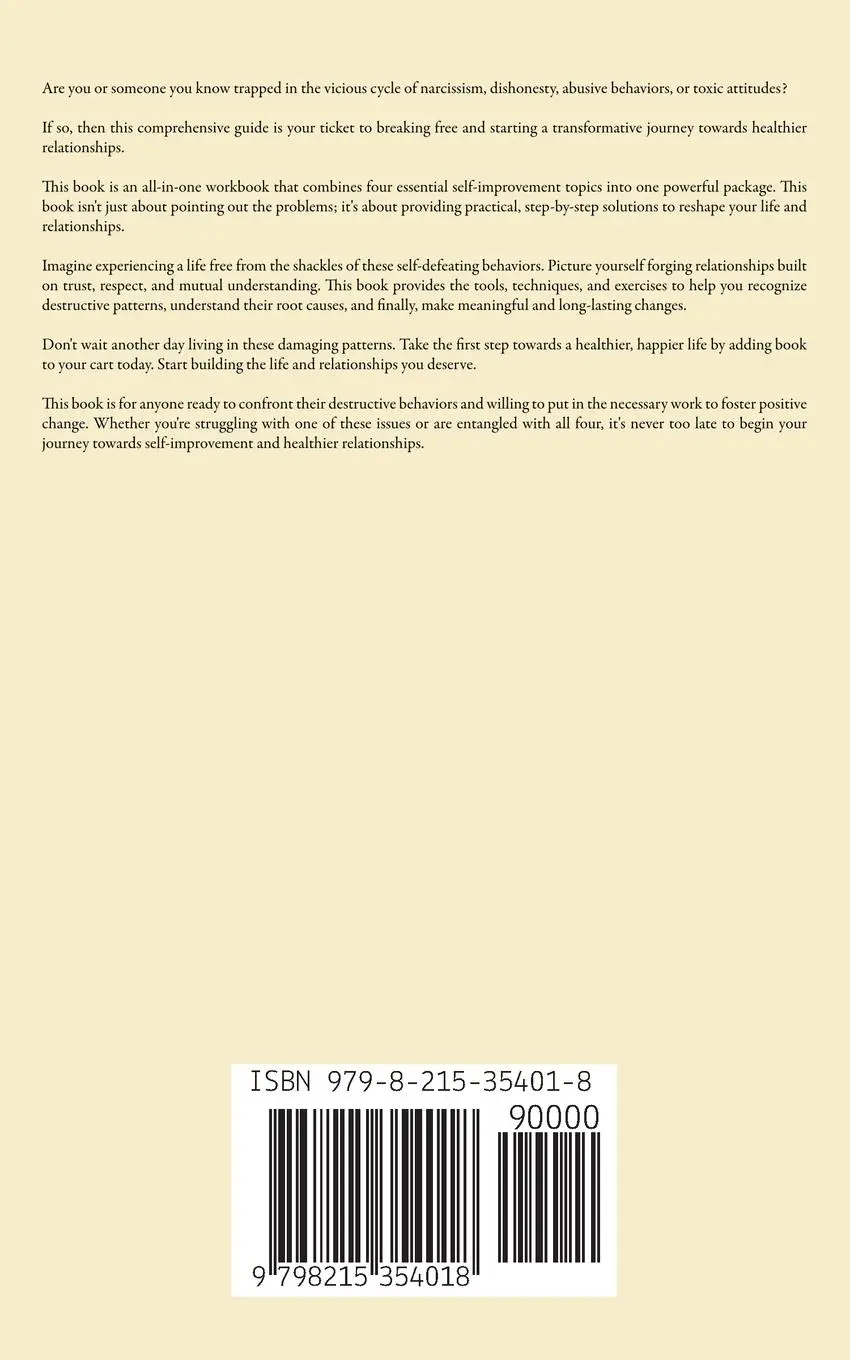 Rückseite: 9798215354018 | How to Stop Being a Narcissist, Compulsive Lar, Abusive Partner,...