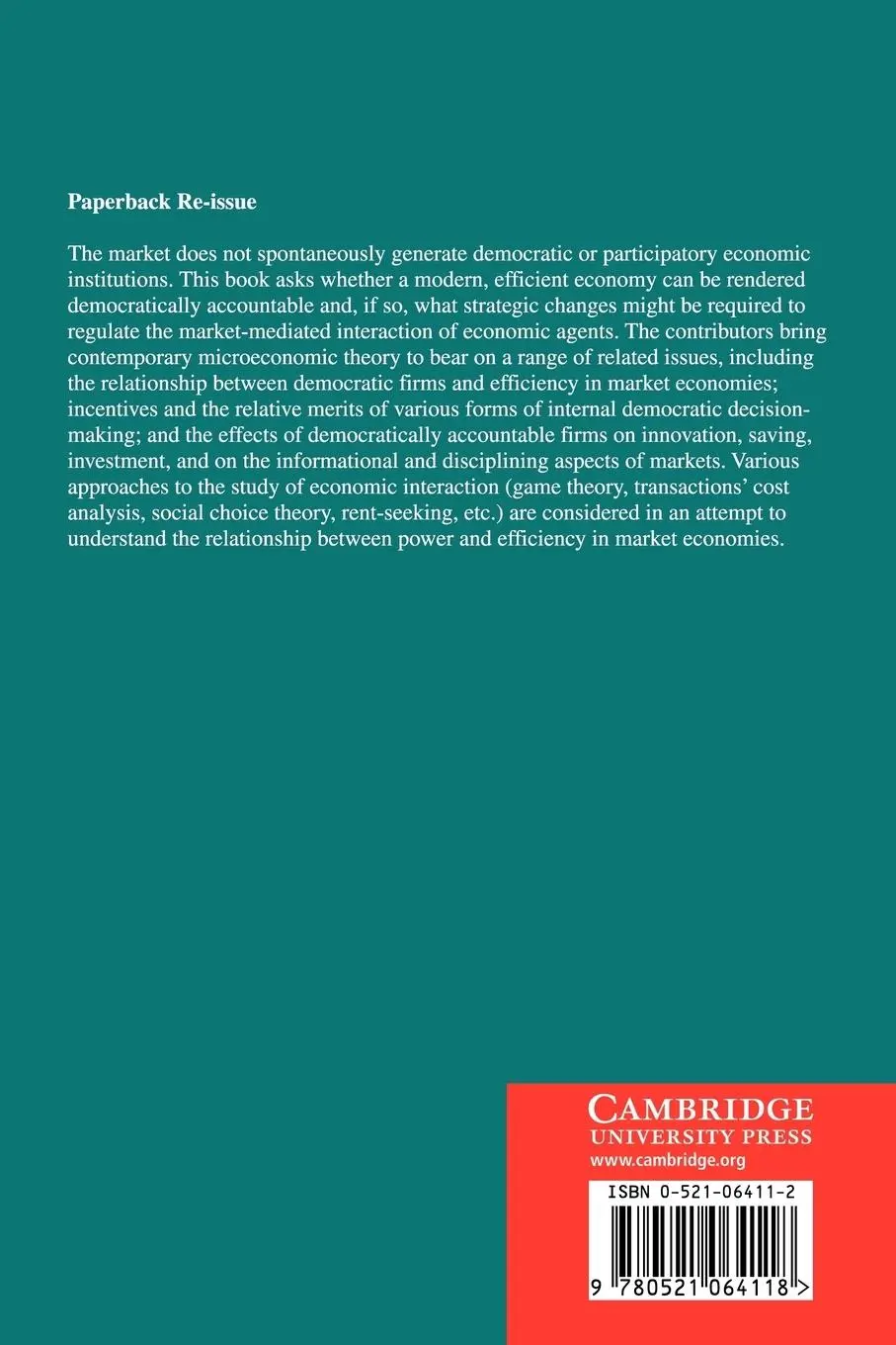 Rückseite: 9780521064118 | Markets and Democracy | Samuel Bowles (u. a.) | Taschenbuch | Englisch