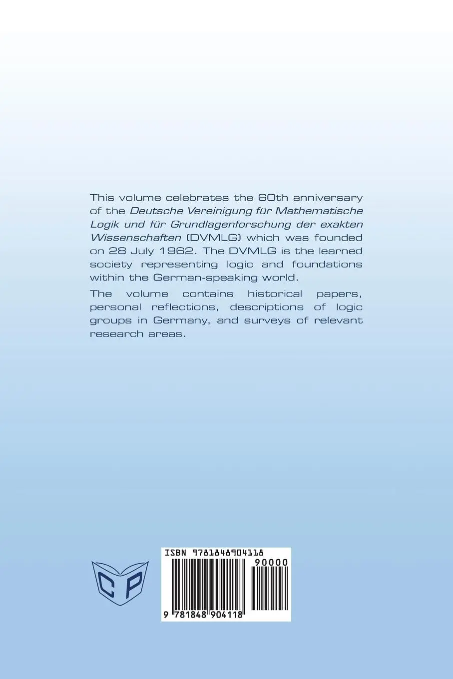 Rückseite: 9781848904118 | 60 Jahre DVMLG | Benedikt Löwe (u. a.) | Taschenbuch | Englisch | 2022