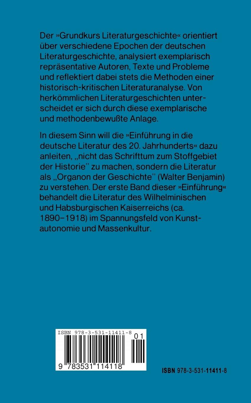 Rückseite: 9783531114118 | Einführung in die deutsche Literatur des 20. Jahrhunderts | Buch