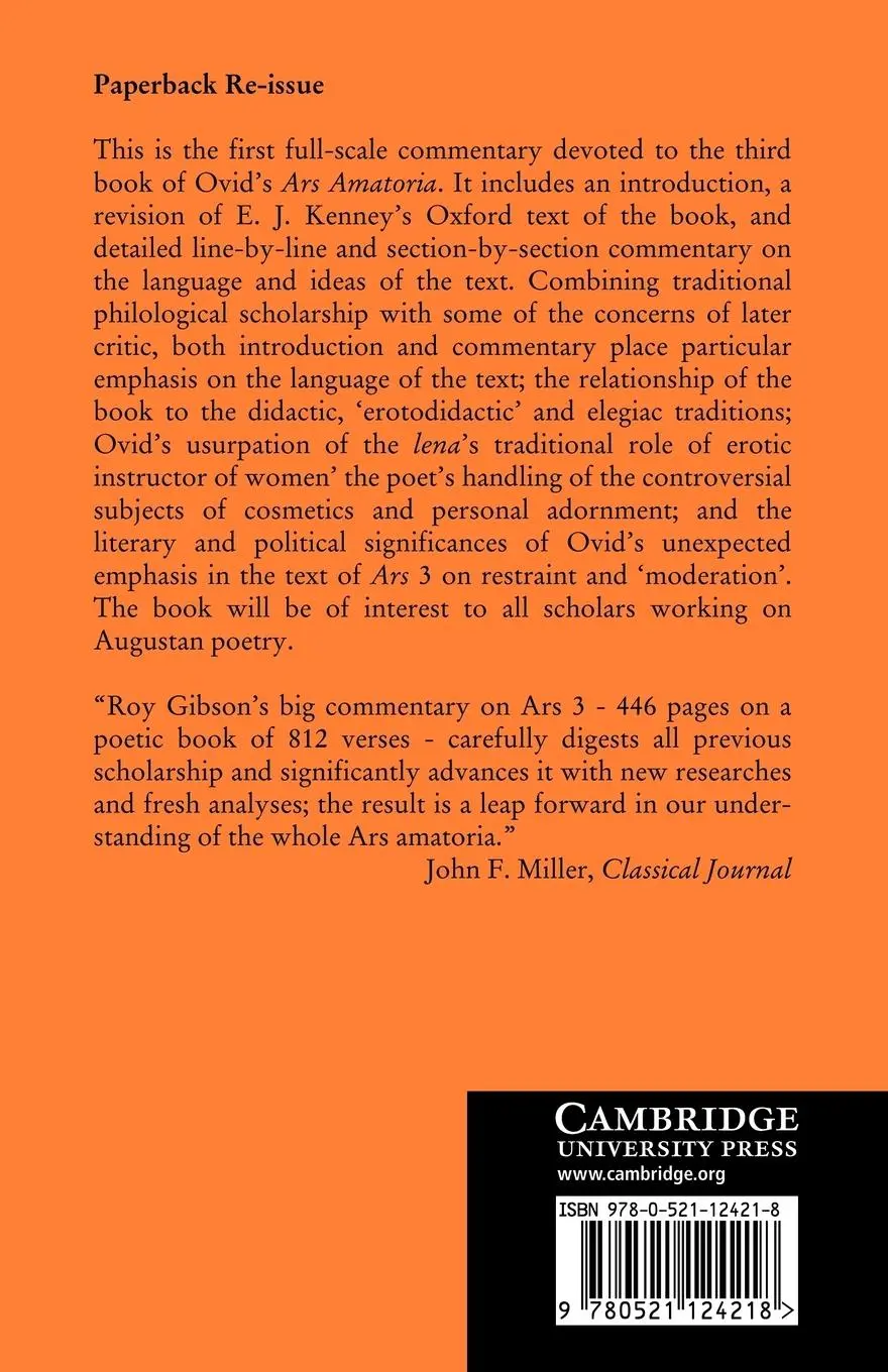 Rückseite: 9780521124218 | Ovid | Ars Amatoria, Book III | Ovid (u. a.) | Taschenbuch | Englisch