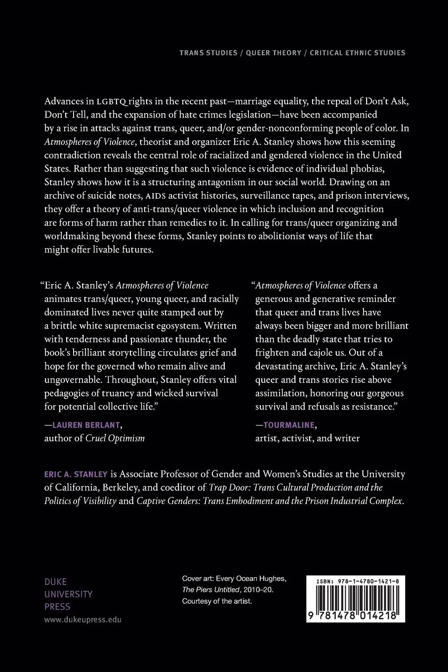 Rückseite: 9781478014218 | Atmospheres of Violence | Eric A. Stanley | Taschenbuch | Englisch