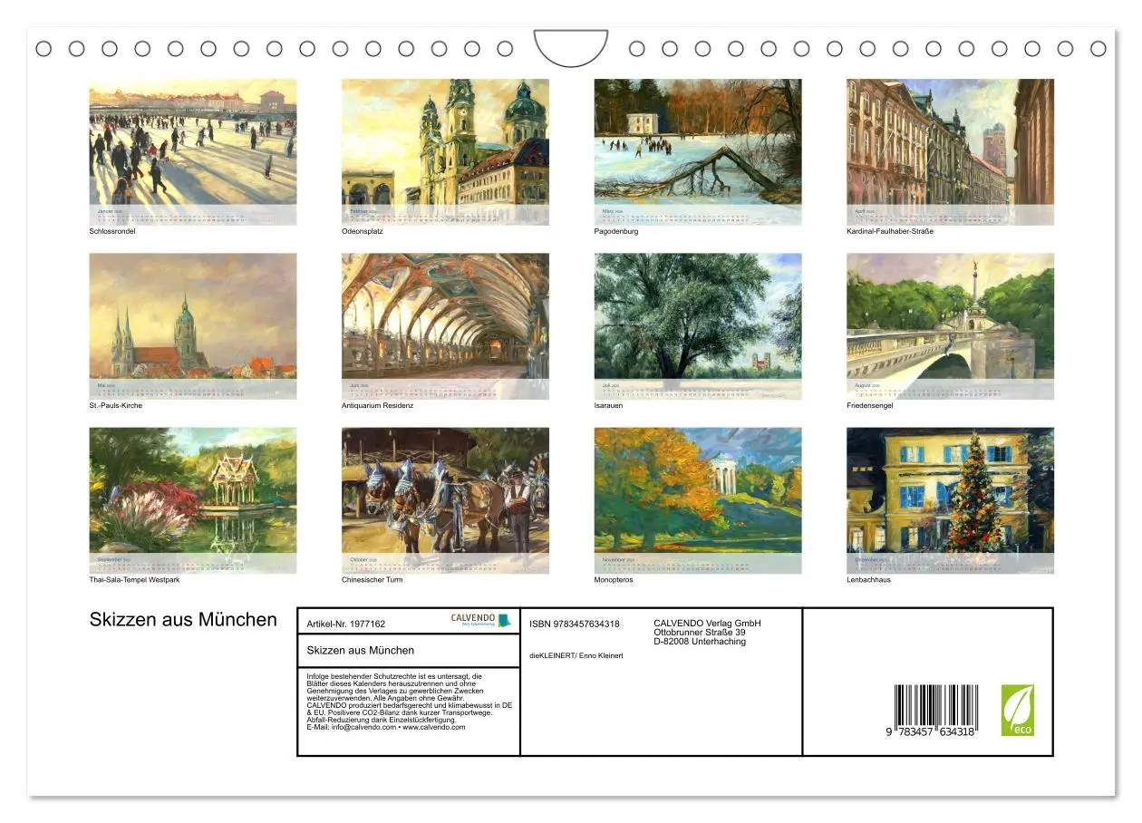 Bild: 9783457634318 | Skizzen aus München (Wandkalender 2026 DIN A4 quer), CALVENDO...