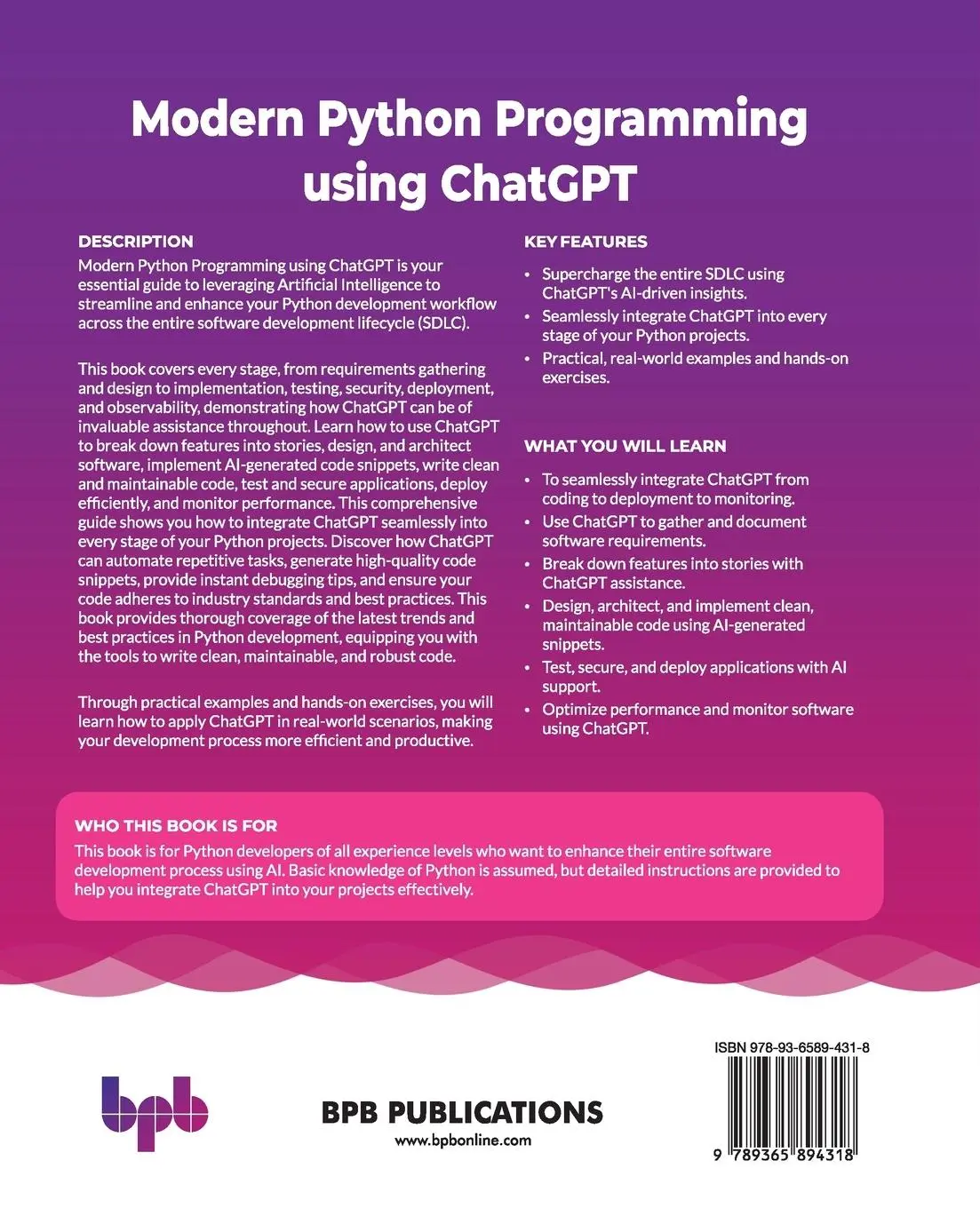 Rückseite: 9789365894318 | Modern Python Programming using ChatGPT | Shivakumar Gopalakrishnan