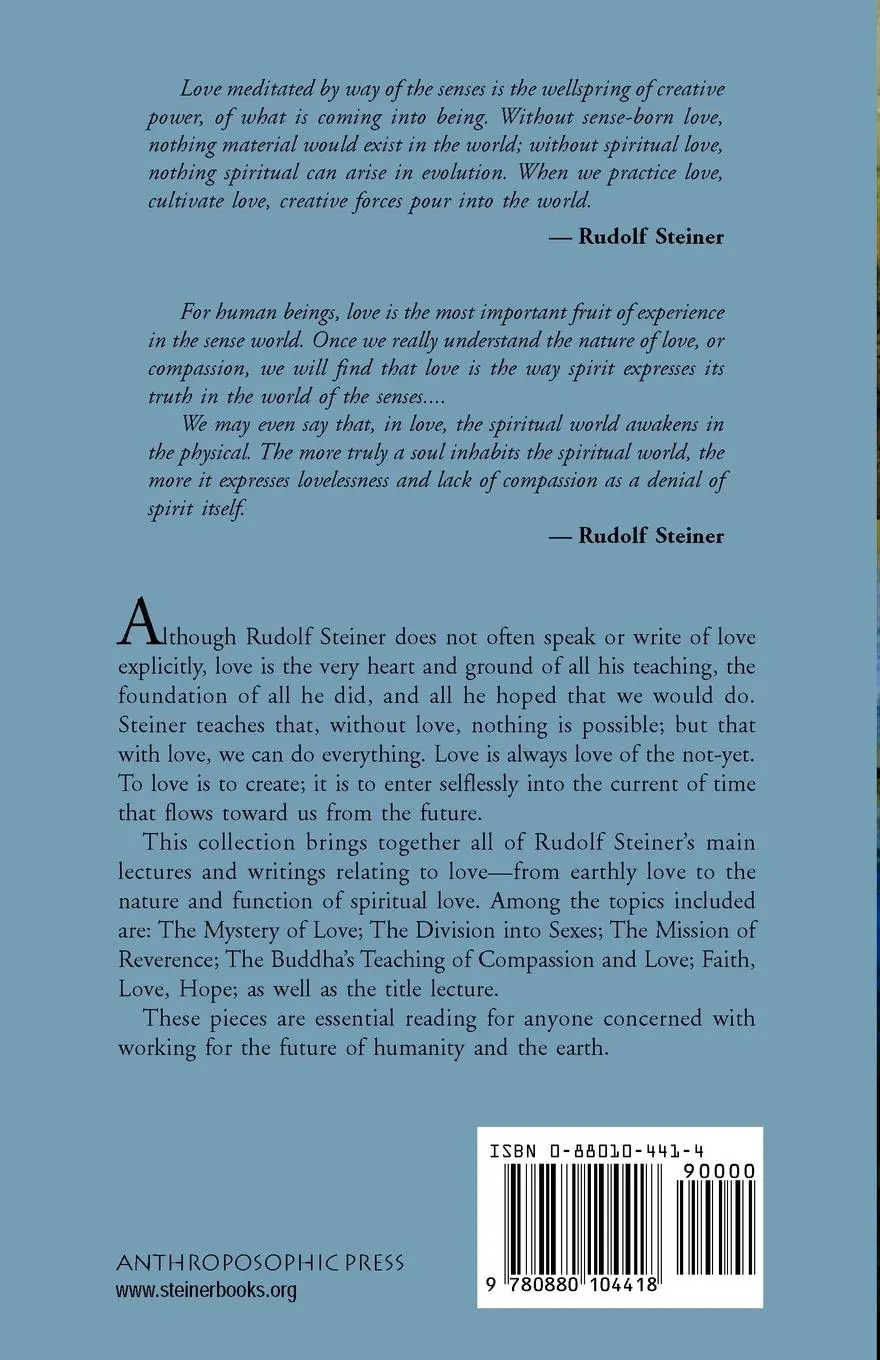 Rückseite: 9780880104418 | Love and Its Meaning in the World | Rudolf Steiner | Taschenbuch