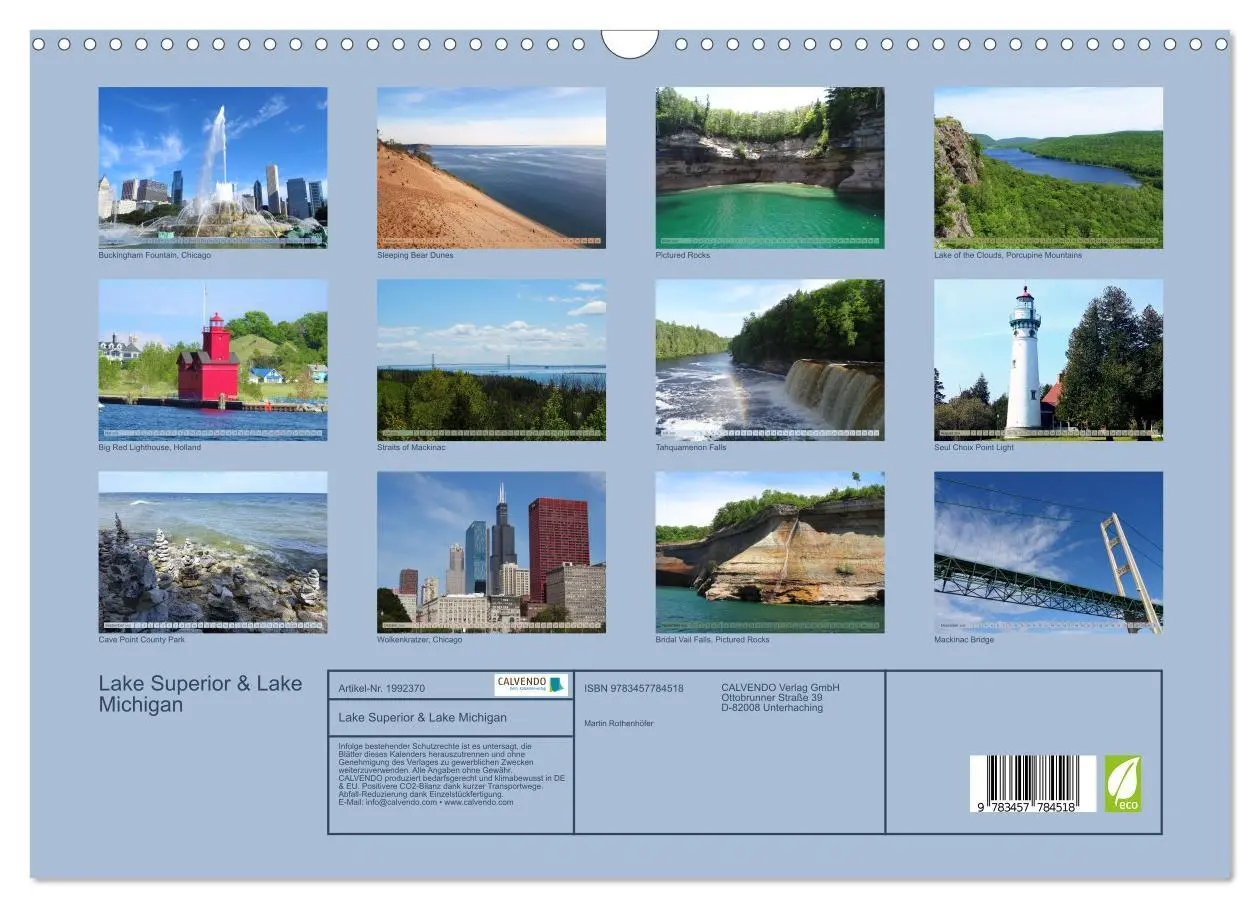 Bild: 9783457784518 | Lake Superior &amp; Lake Michigan (Wandkalender 2026 DIN A3 quer),...