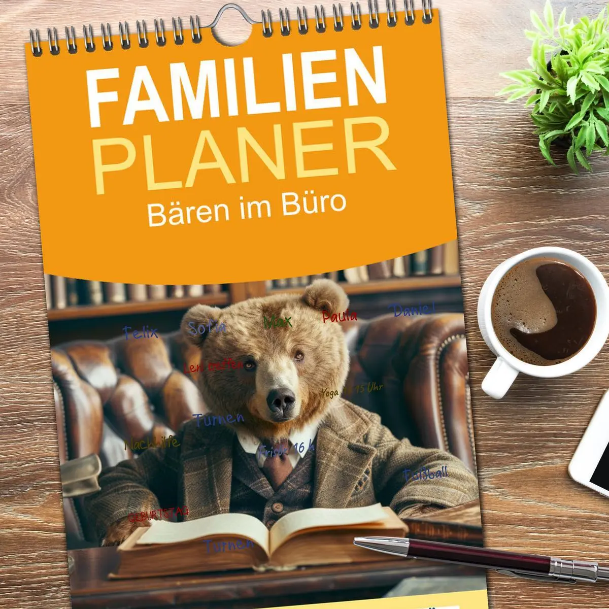 Bild: 9783516494518 | Familienplaner 2026 - Bären im Büro mit 5 Spalten (Wandkalender, 21...