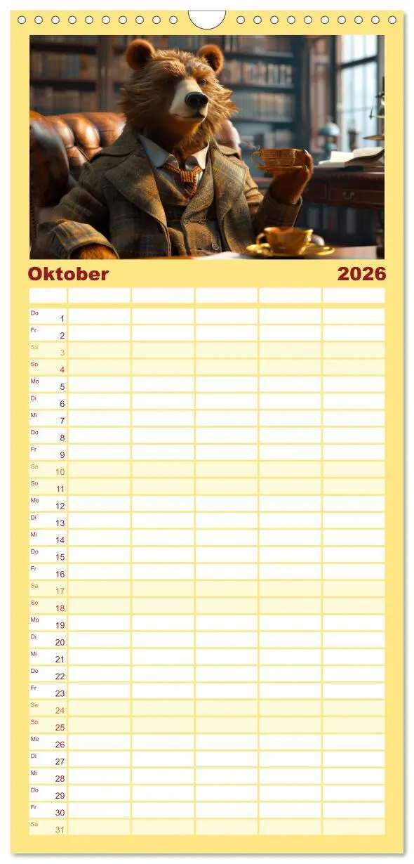 Bild: 9783516494518 | Familienplaner 2026 - Bären im Büro mit 5 Spalten (Wandkalender, 21...