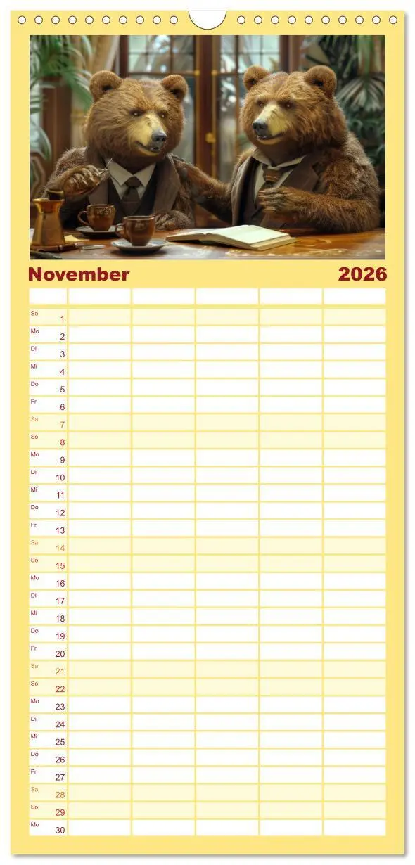 Bild: 9783516494518 | Familienplaner 2026 - Bären im Büro mit 5 Spalten (Wandkalender, 21...