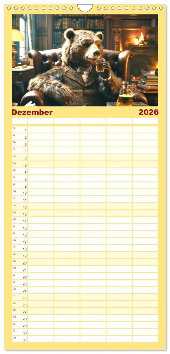 Bild: 9783516494518 | Familienplaner 2026 - Bären im Büro mit 5 Spalten (Wandkalender, 21...