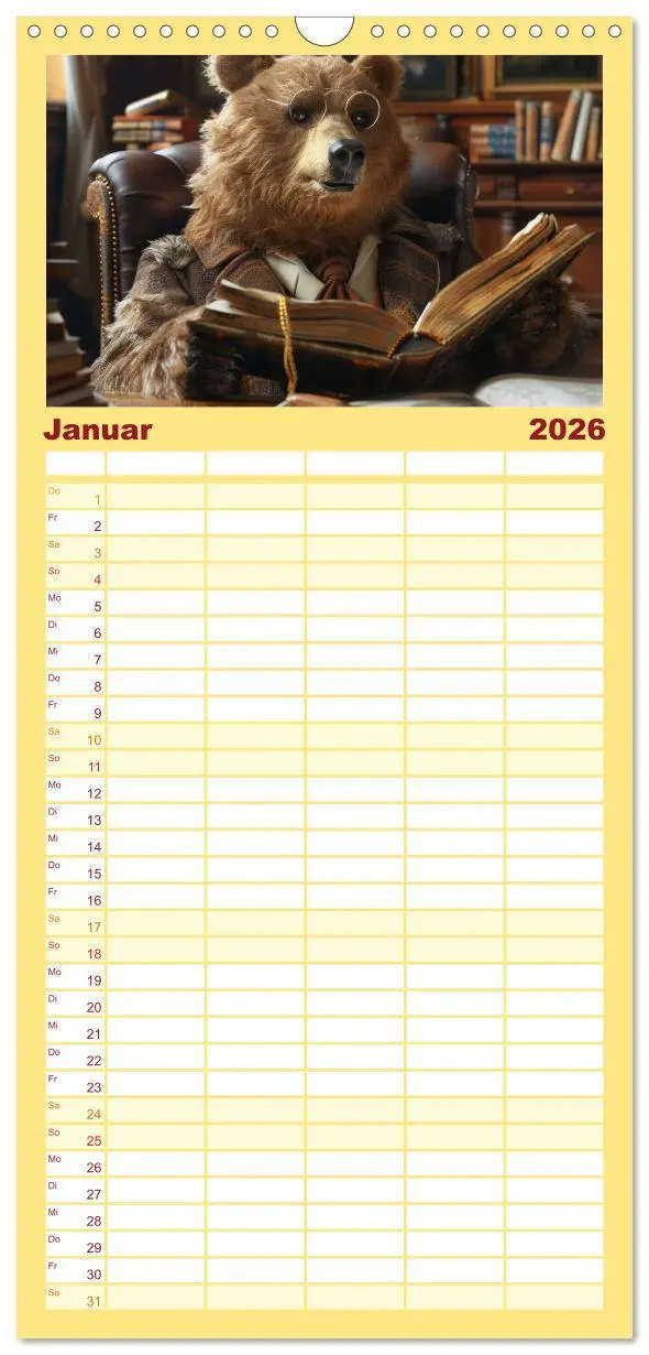 Bild: 9783516494518 | Familienplaner 2026 - Bären im Büro mit 5 Spalten (Wandkalender, 21...