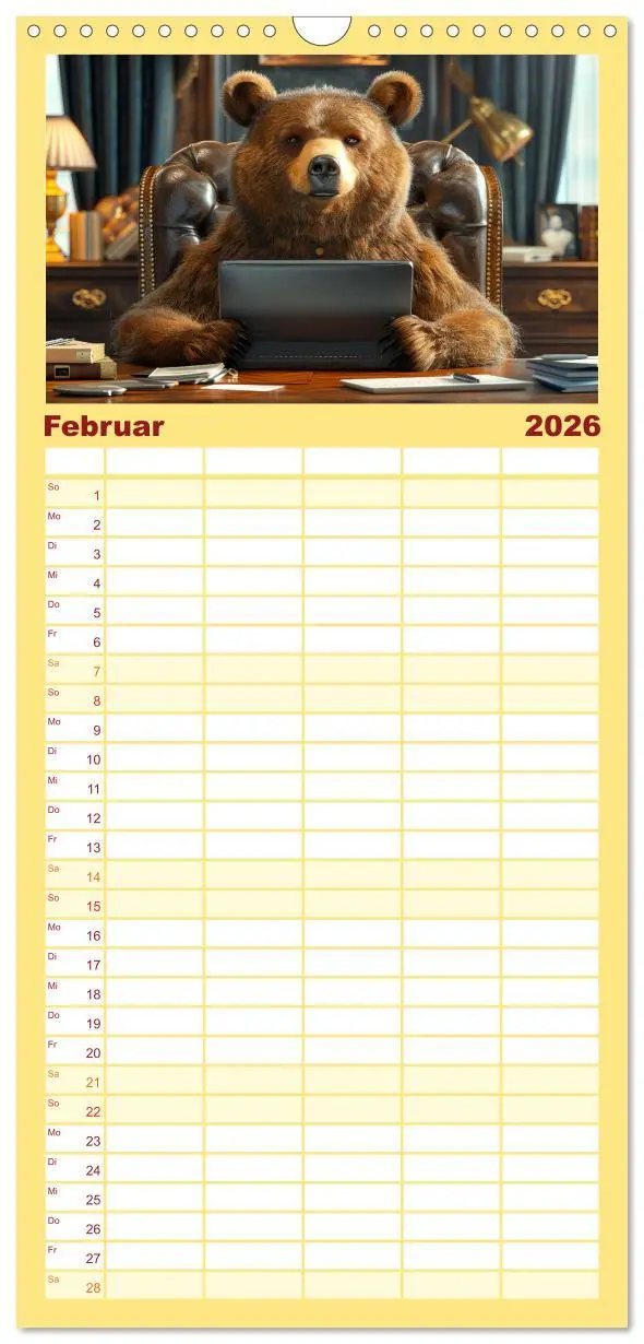 Bild: 9783516494518 | Familienplaner 2026 - Bären im Büro mit 5 Spalten (Wandkalender, 21...