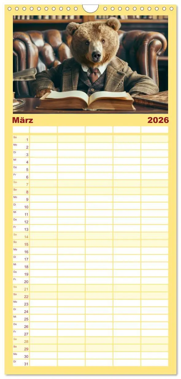 Bild: 9783516494518 | Familienplaner 2026 - Bären im Büro mit 5 Spalten (Wandkalender, 21...