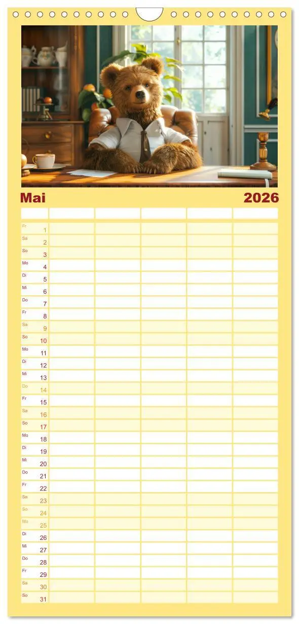 Bild: 9783516494518 | Familienplaner 2026 - Bären im Büro mit 5 Spalten (Wandkalender, 21...