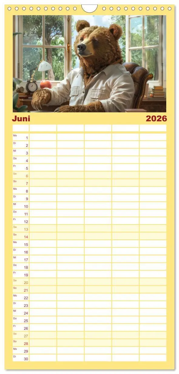 Bild: 9783516494518 | Familienplaner 2026 - Bären im Büro mit 5 Spalten (Wandkalender, 21...