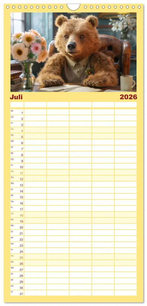 Bild: 9783516494518 | Familienplaner 2026 - Bären im Büro mit 5 Spalten (Wandkalender, 21...