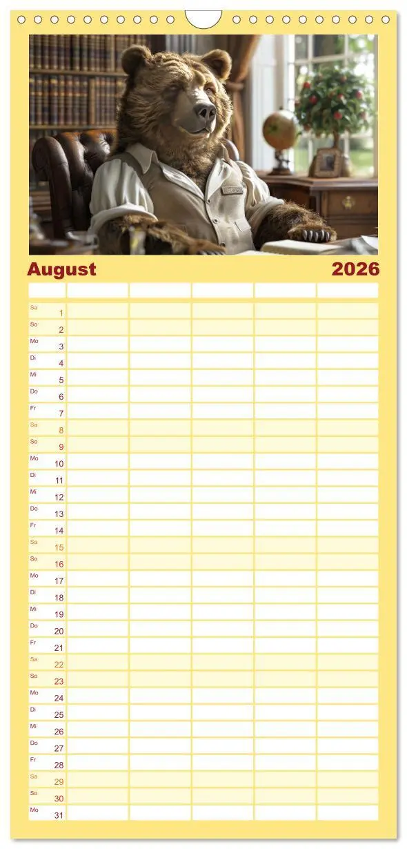 Bild: 9783516494518 | Familienplaner 2026 - Bären im Büro mit 5 Spalten (Wandkalender, 21...