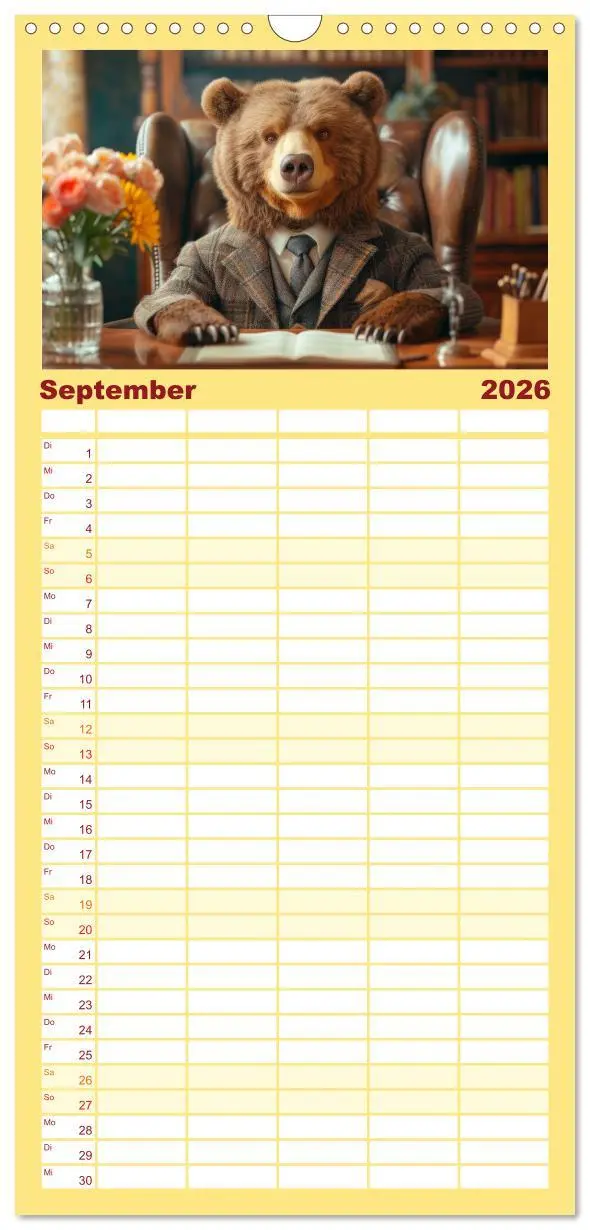 Bild: 9783516494518 | Familienplaner 2026 - Bären im Büro mit 5 Spalten (Wandkalender, 21...